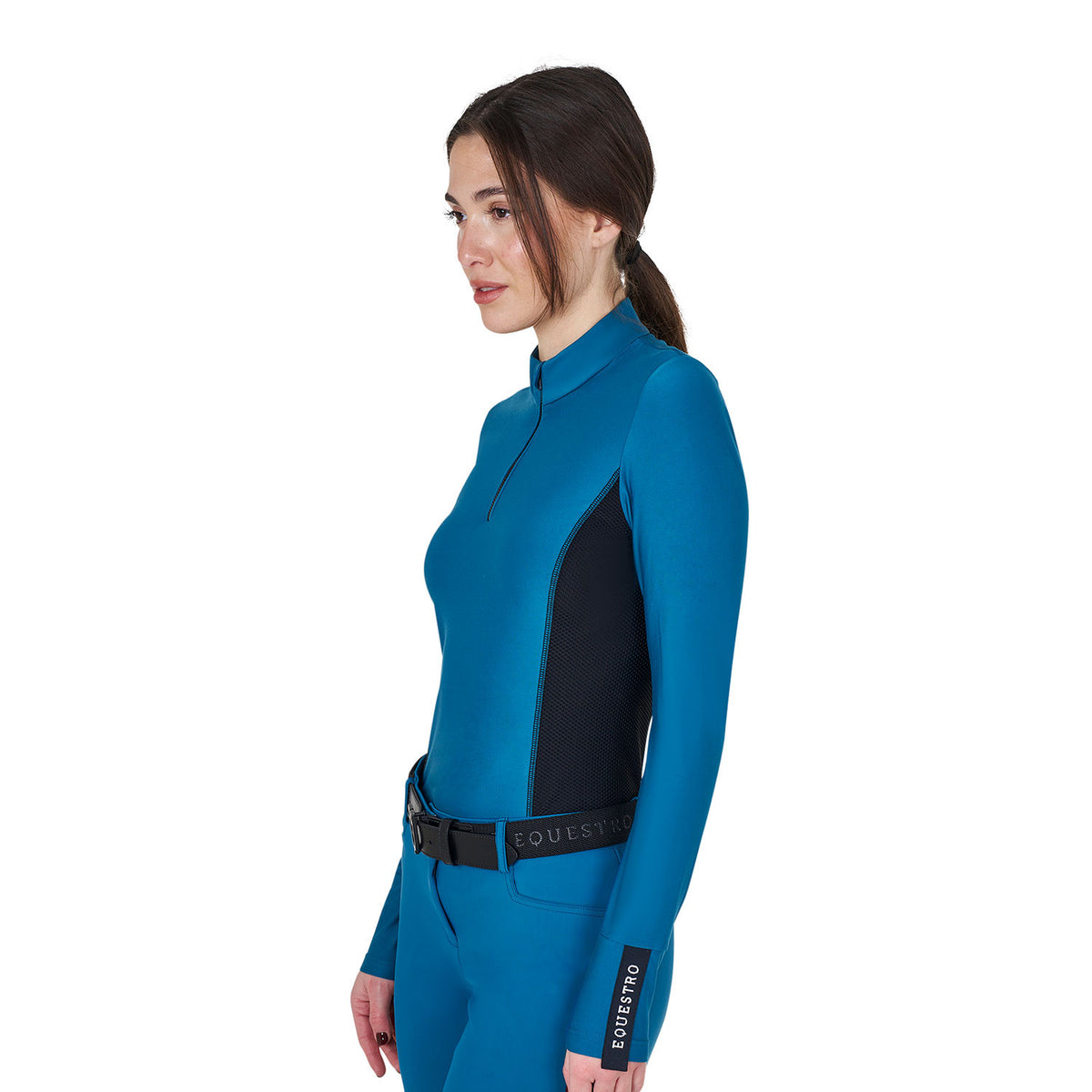 Equestro Women's long-sleeved training technical polo shirt