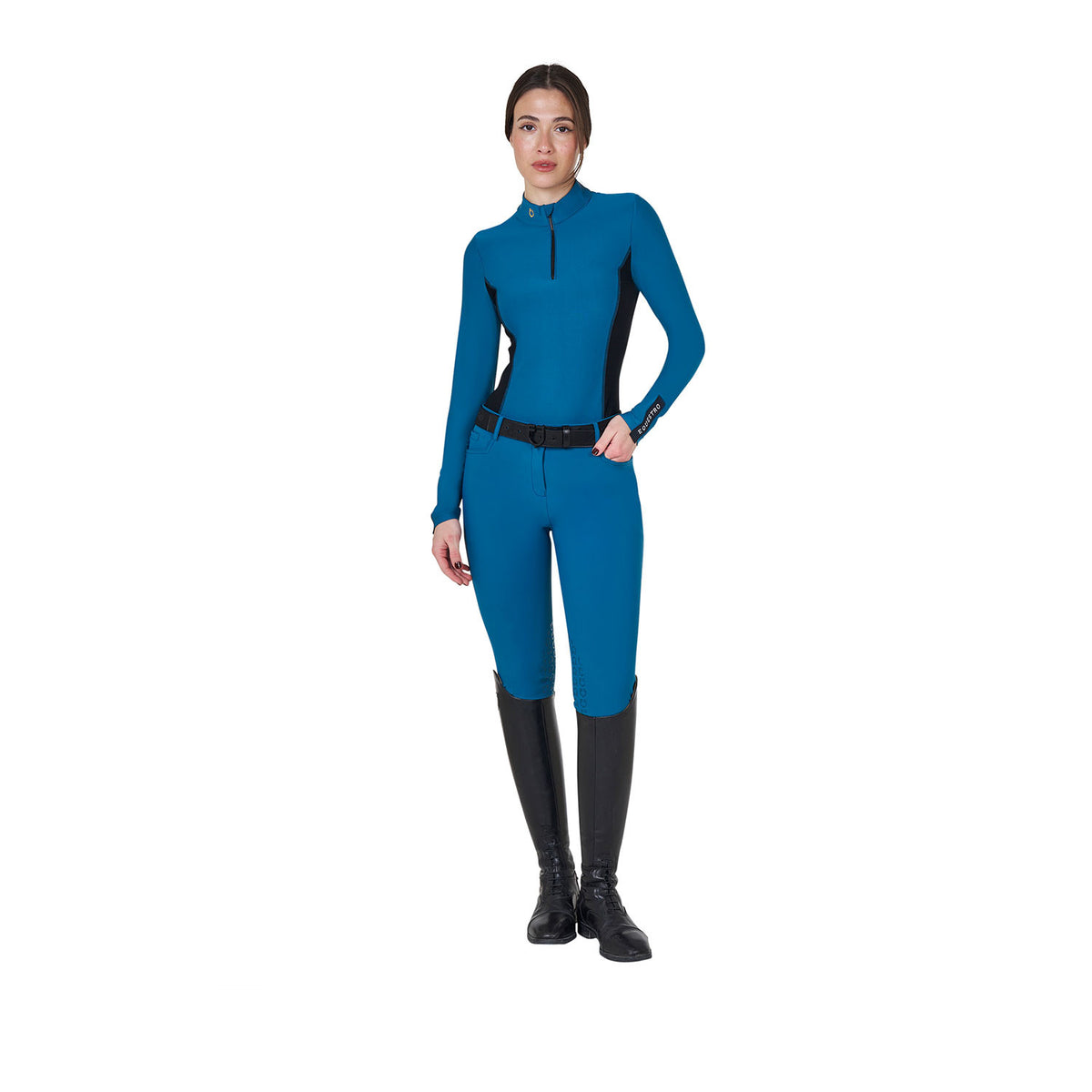 Equestro Women's long-sleeved training technical polo shirt