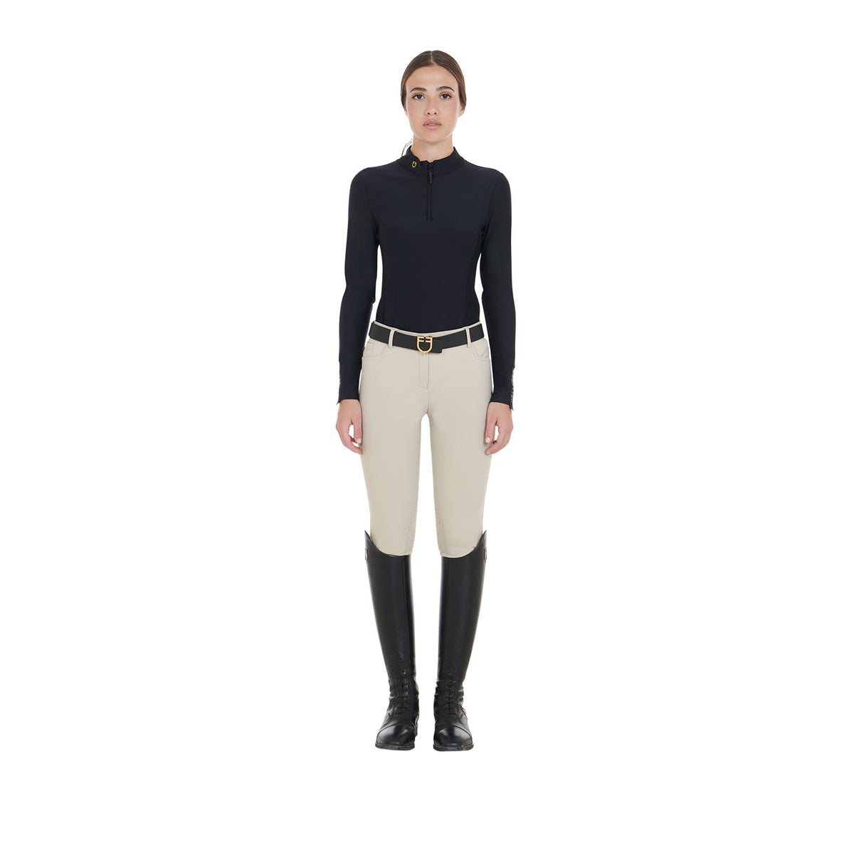 Equestro Women's long-sleeved training technical polo shirt