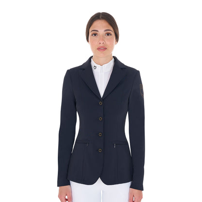 Equestro Women's competition jacket with contrasting embroidered logo