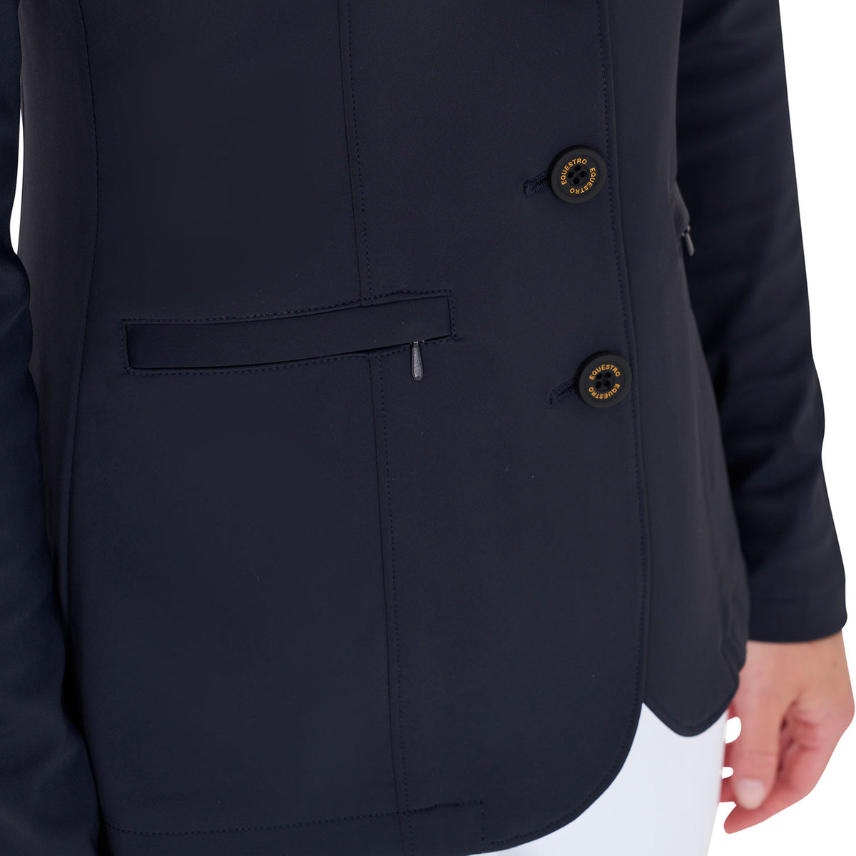 Equestro Women's competition jacket with contrasting embroidered logo