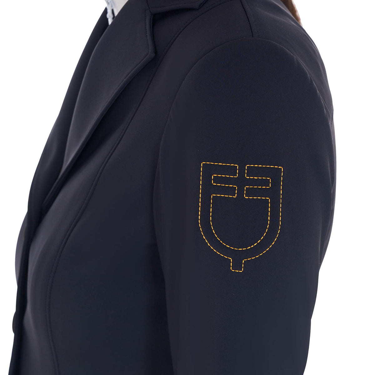 Equestro Women's competition jacket with contrasting embroidered logo