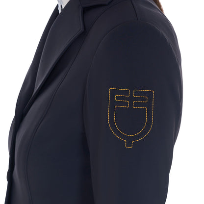 Equestro Women's competition jacket with contrasting embroidered logo