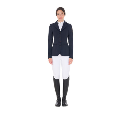 Equestro Women's competition jacket with contrasting embroidered logo