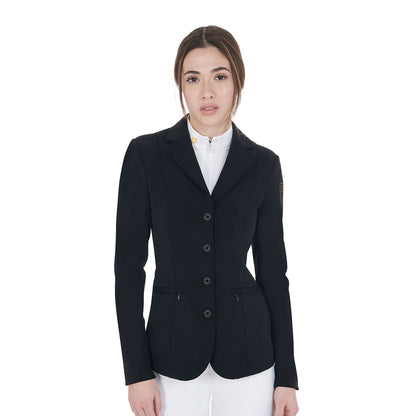 Equestro Women's competition jacket with contrasting embroidered logo