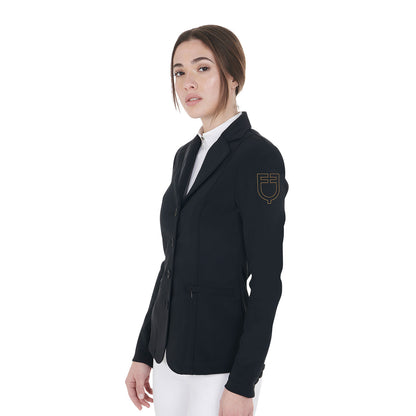Equestro Women's competition jacket with contrasting embroidered logo