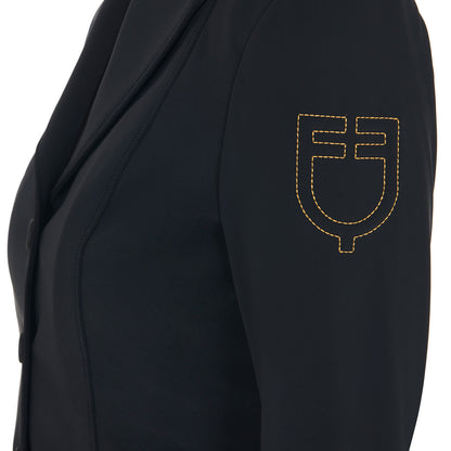 Equestro Women's competition jacket with contrasting embroidered logo