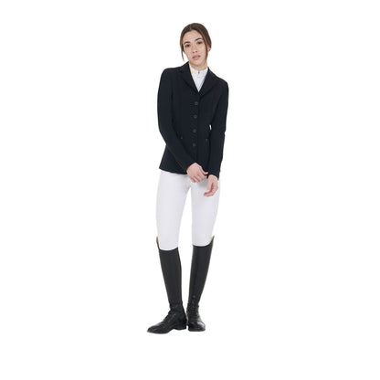 Equestro Women's competition jacket with contrasting embroidered logo
