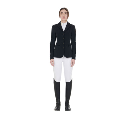 Equestro Women's competition jacket with contrasting embroidered logo