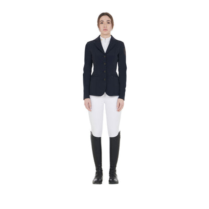 Equestro Women's competition jacket with contrasting embroidered logo