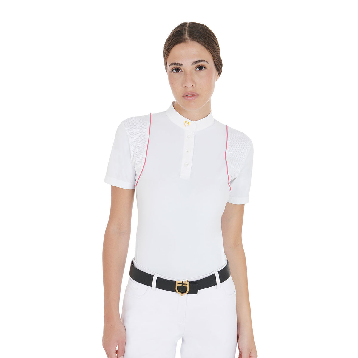 Equestro Women's slim fit competition polo shirt with buttons