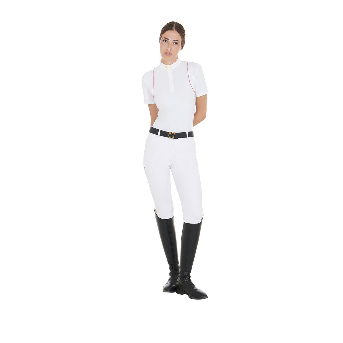 Equestro Women's slim fit competition polo shirt with buttons