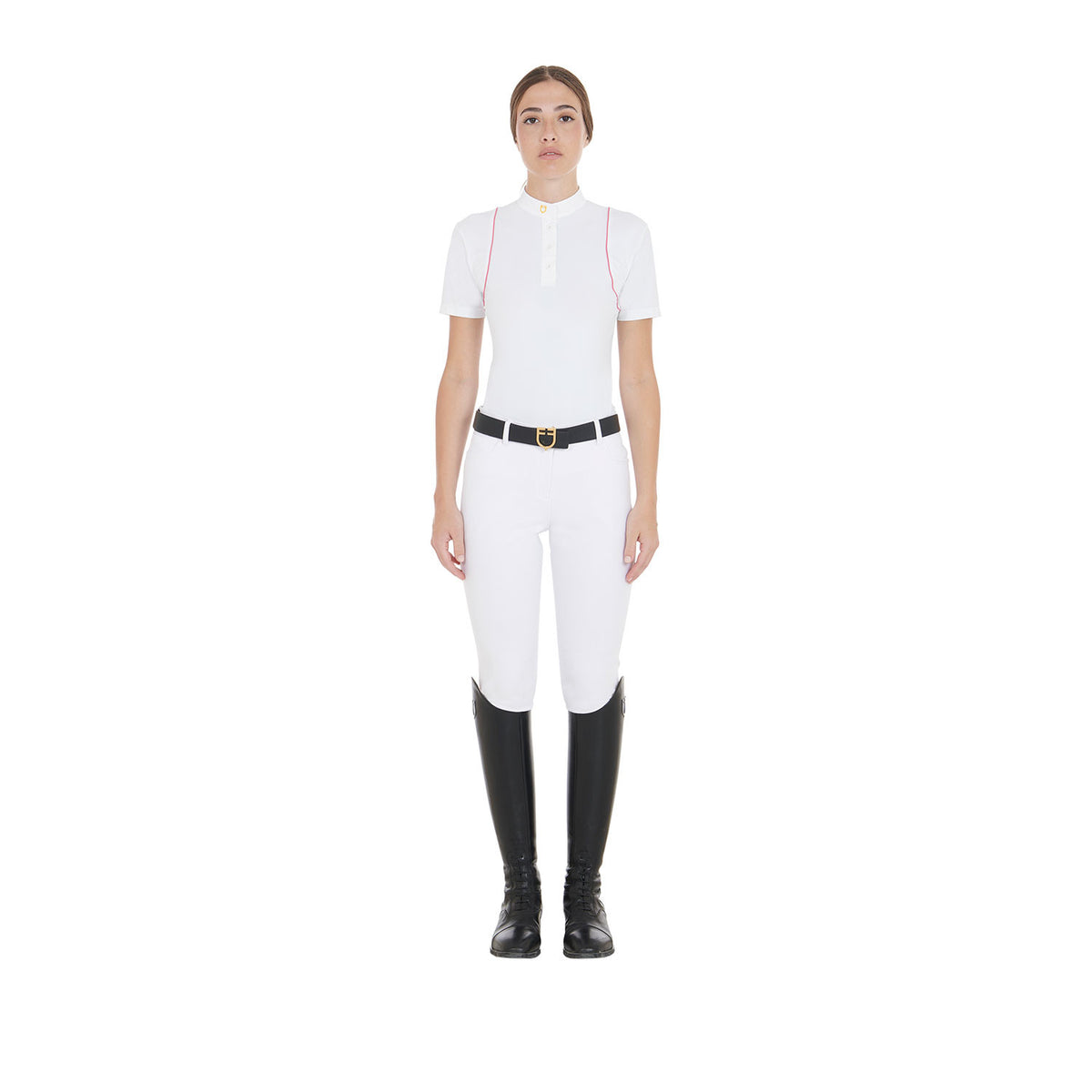 Equestro Women's slim fit competition polo shirt with buttons
