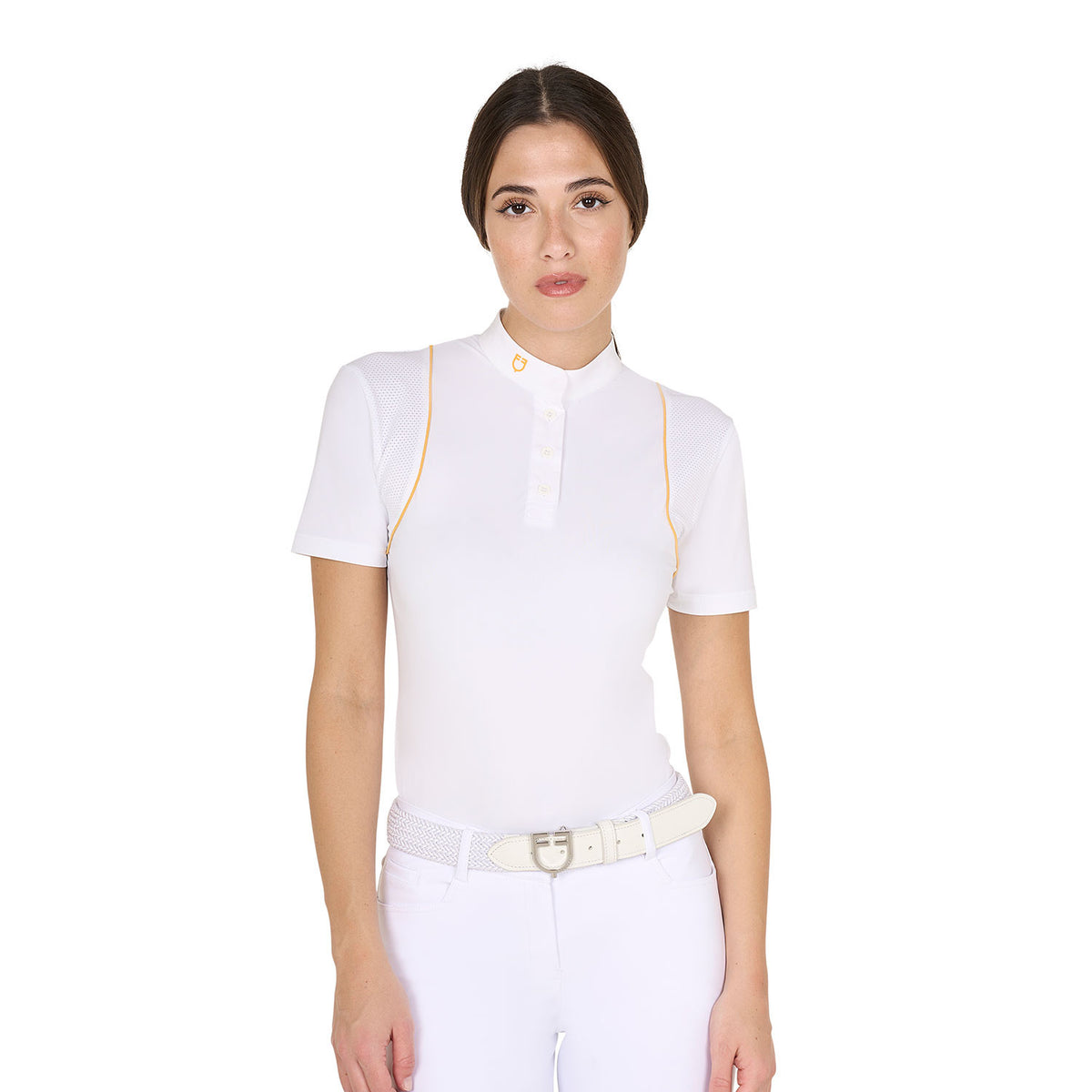 Equestro Women's slim fit competition polo shirt with buttons