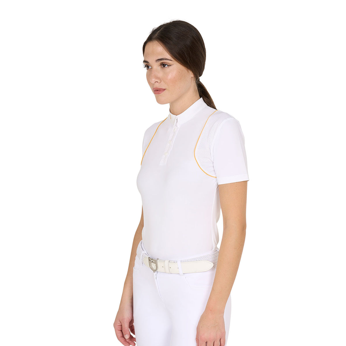 Equestro Women's slim fit competition polo shirt with buttons