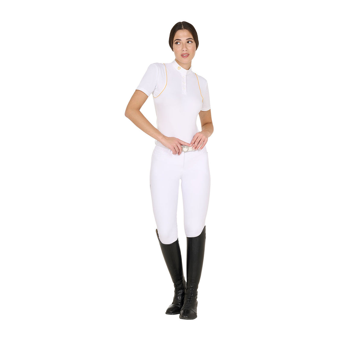 Equestro Women's slim fit competition polo shirt with buttons