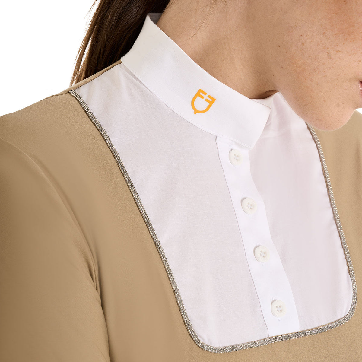 Equestro Women's slim fit buttoned competition polo shirt