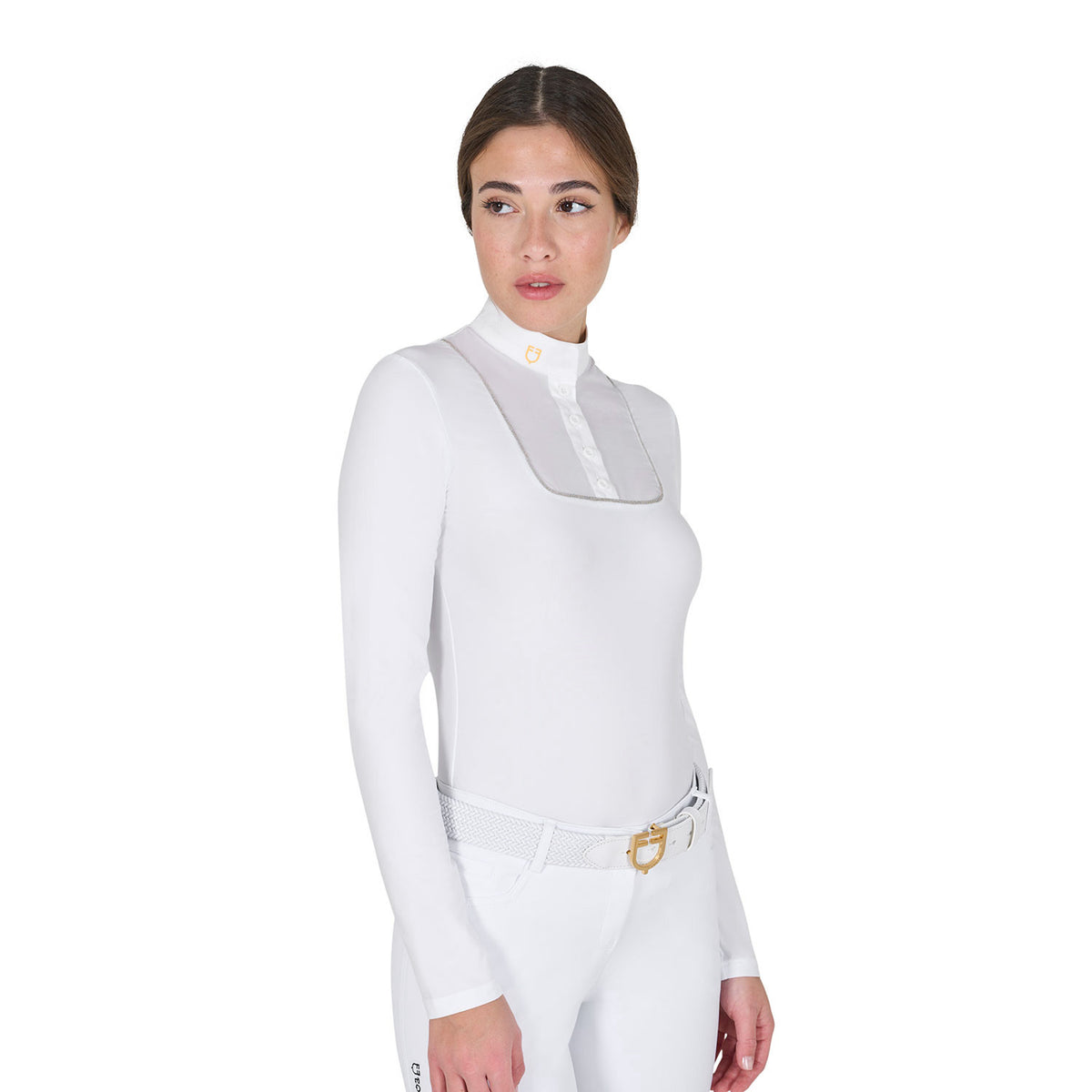 Equestro Women's slim fit buttoned competition polo shirt