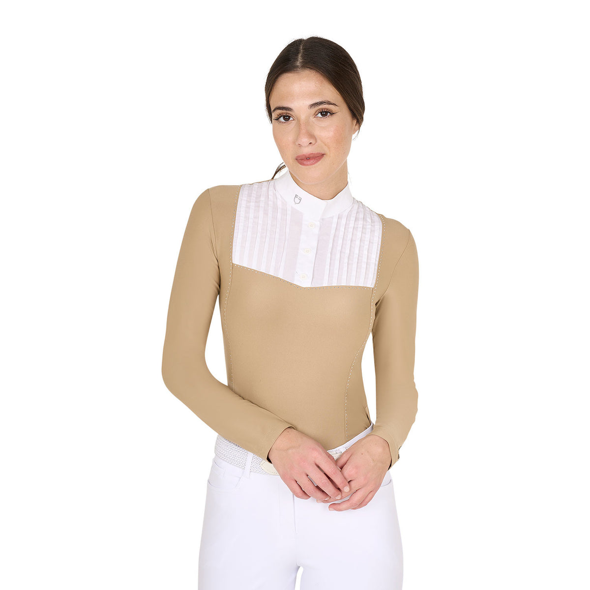 Equestro Women's slim fit competition polo shirt rhinestones