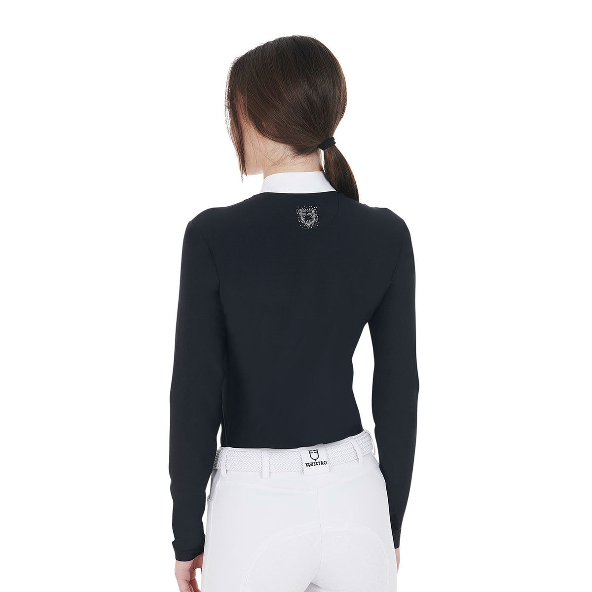 Equestro Women's slim fit competition polo shirt rhinestones
