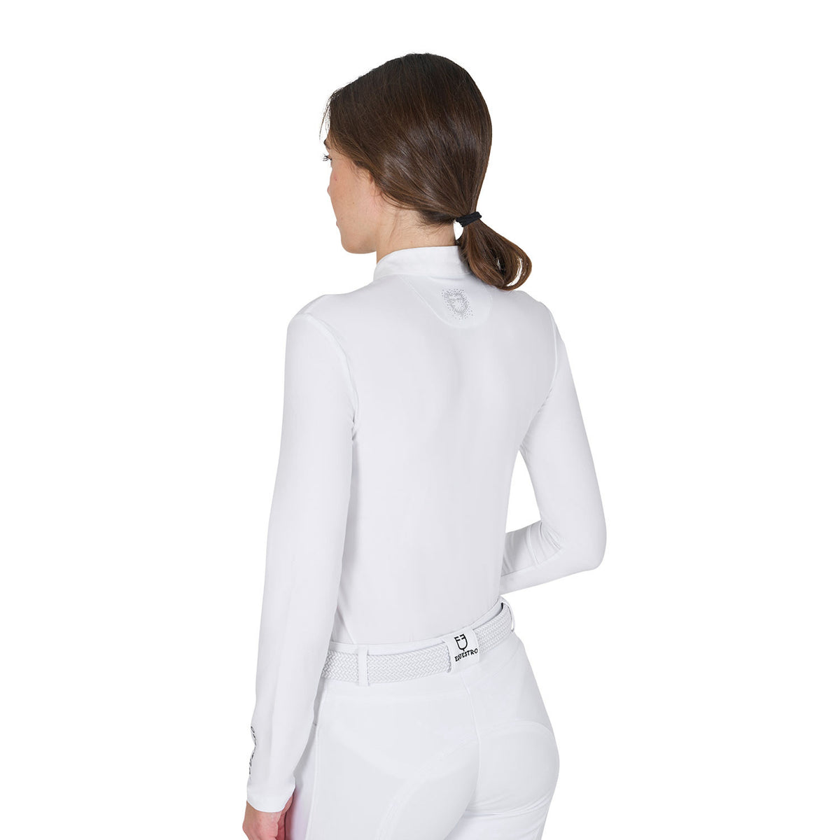 Equestro Women's slim fit competition polo shirt rhinestones