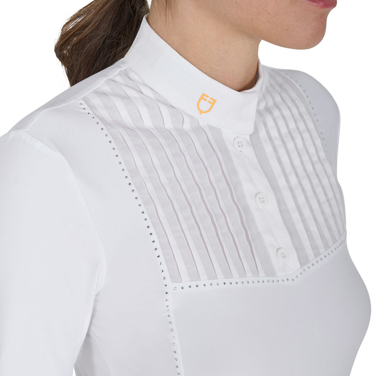 Equestro Women's slim fit competition polo shirt rhinestones
