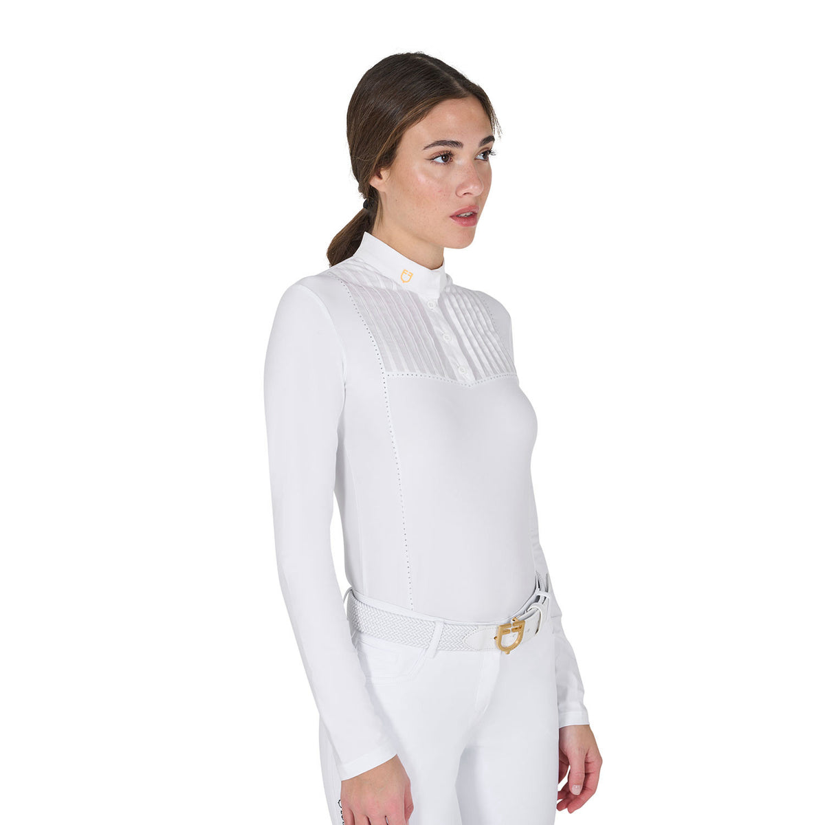 Equestro Women's slim fit competition polo shirt rhinestones