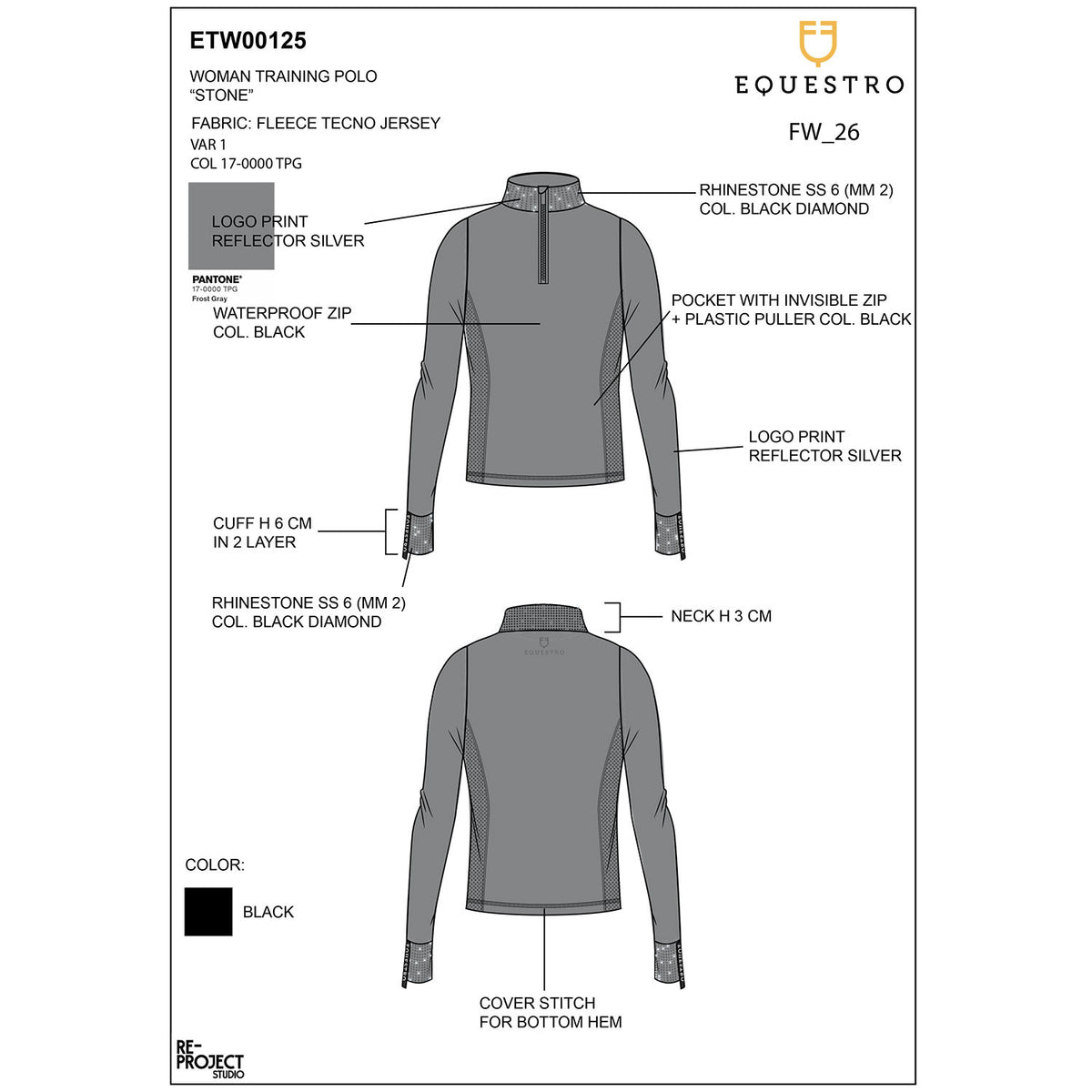 Equestro Women's tecnical training polo shirt rhinestones