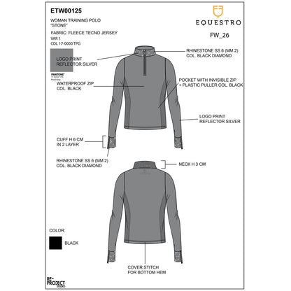 Equestro Women's tecnical training polo shirt rhinestones
