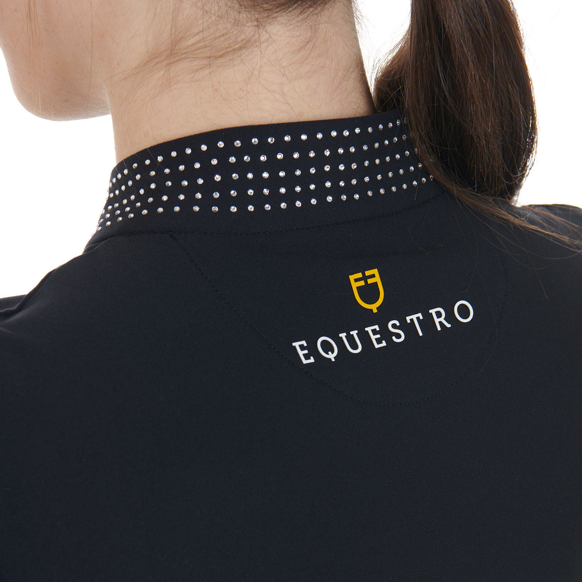 Equestro Women's tecnical training polo shirt rhinestones