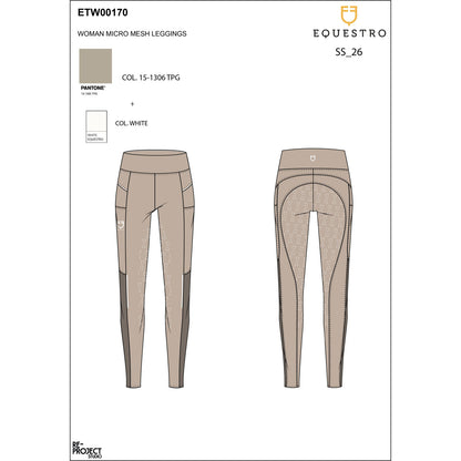 Equestro Women's slim fit leggings micro mesh inserts