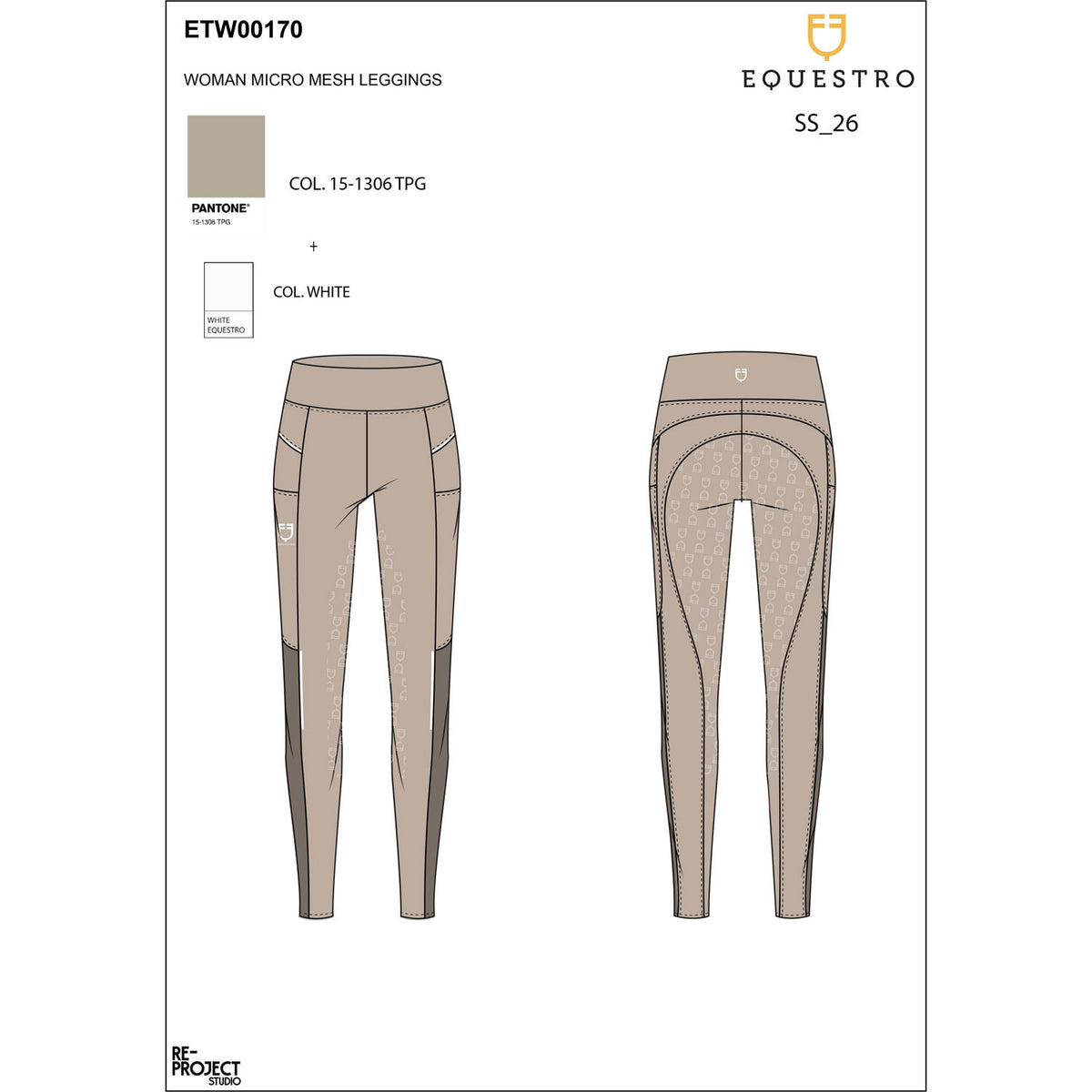 Equestro Women's slim fit leggings micro mesh inserts
