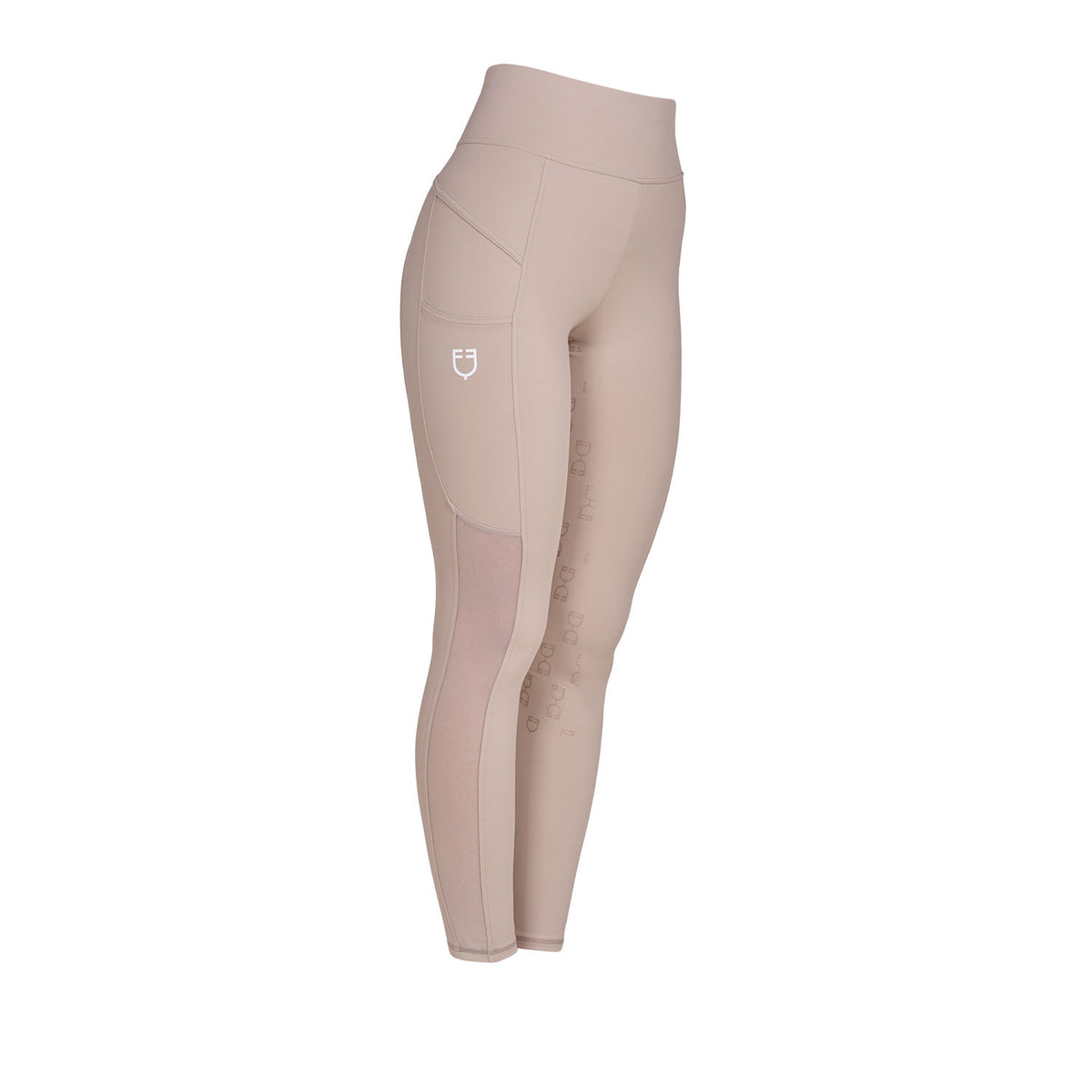 Equestro Women's slim fit leggings micro mesh inserts