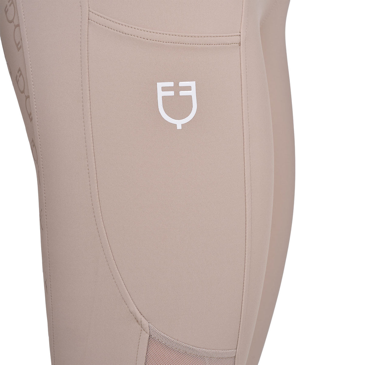 Equestro Women's slim fit leggings micro mesh inserts