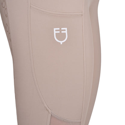 Equestro Women's slim fit leggings micro mesh inserts