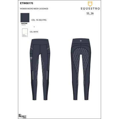 Equestro Women's slim fit leggings micro mesh inserts
