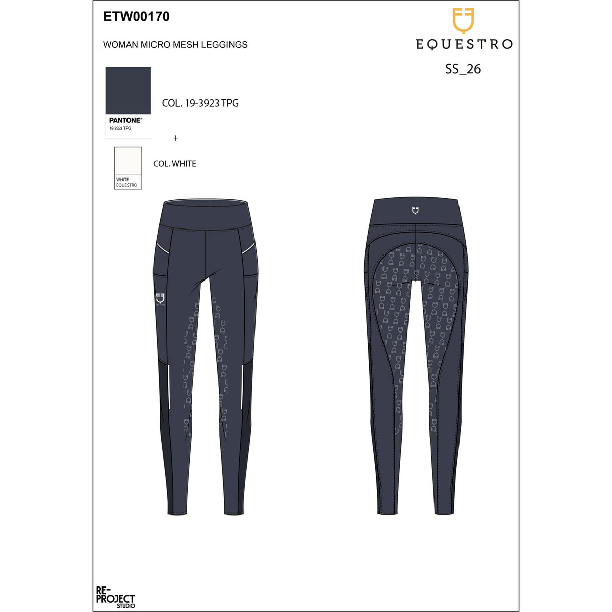 Equestro Women's slim fit leggings micro mesh inserts
