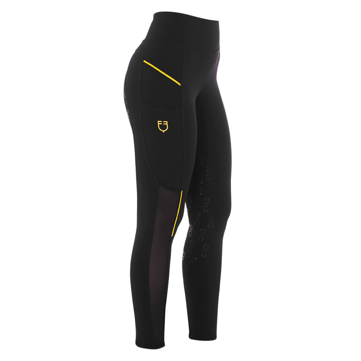 Equestro Women's slim fit leggings micro mesh inserts