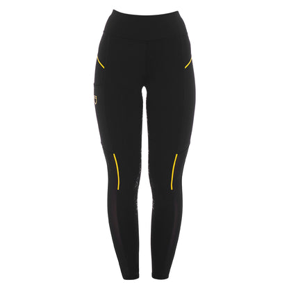 Equestro Women's slim fit leggings micro mesh inserts