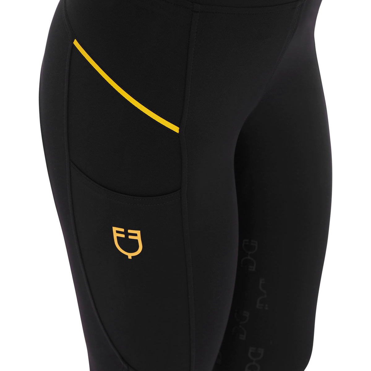 Equestro Women's slim fit leggings micro mesh inserts