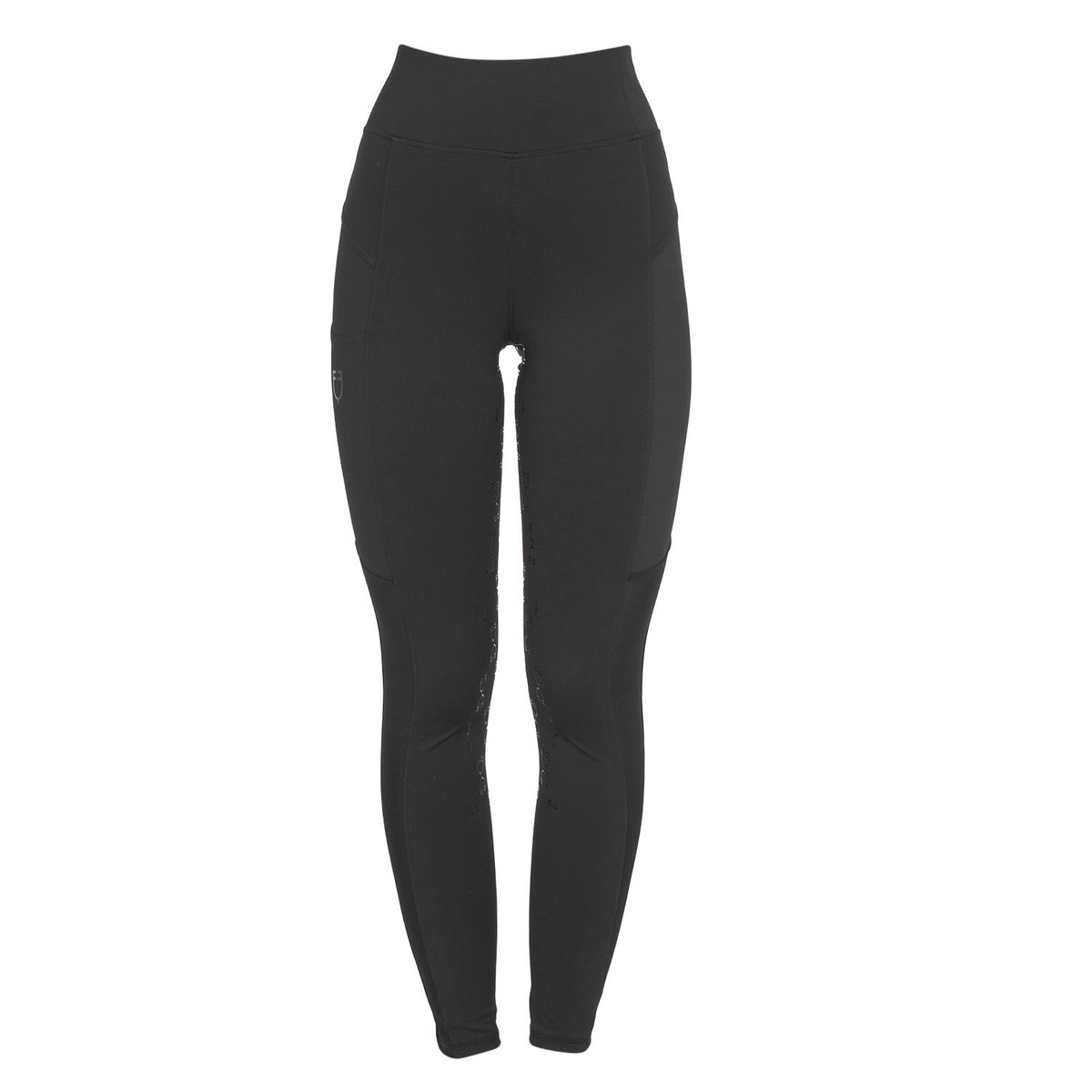 Equestro Women's slim fit leggings micro mesh inserts