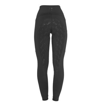 Equestro Women's slim fit leggings micro mesh inserts