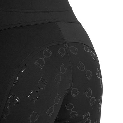 Equestro Women's slim fit leggings micro mesh inserts