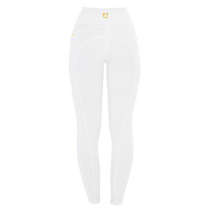 Equestro Women's slim fit leggings micro mesh inserts