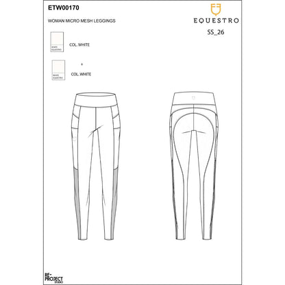Equestro Women's slim fit leggings micro mesh inserts
