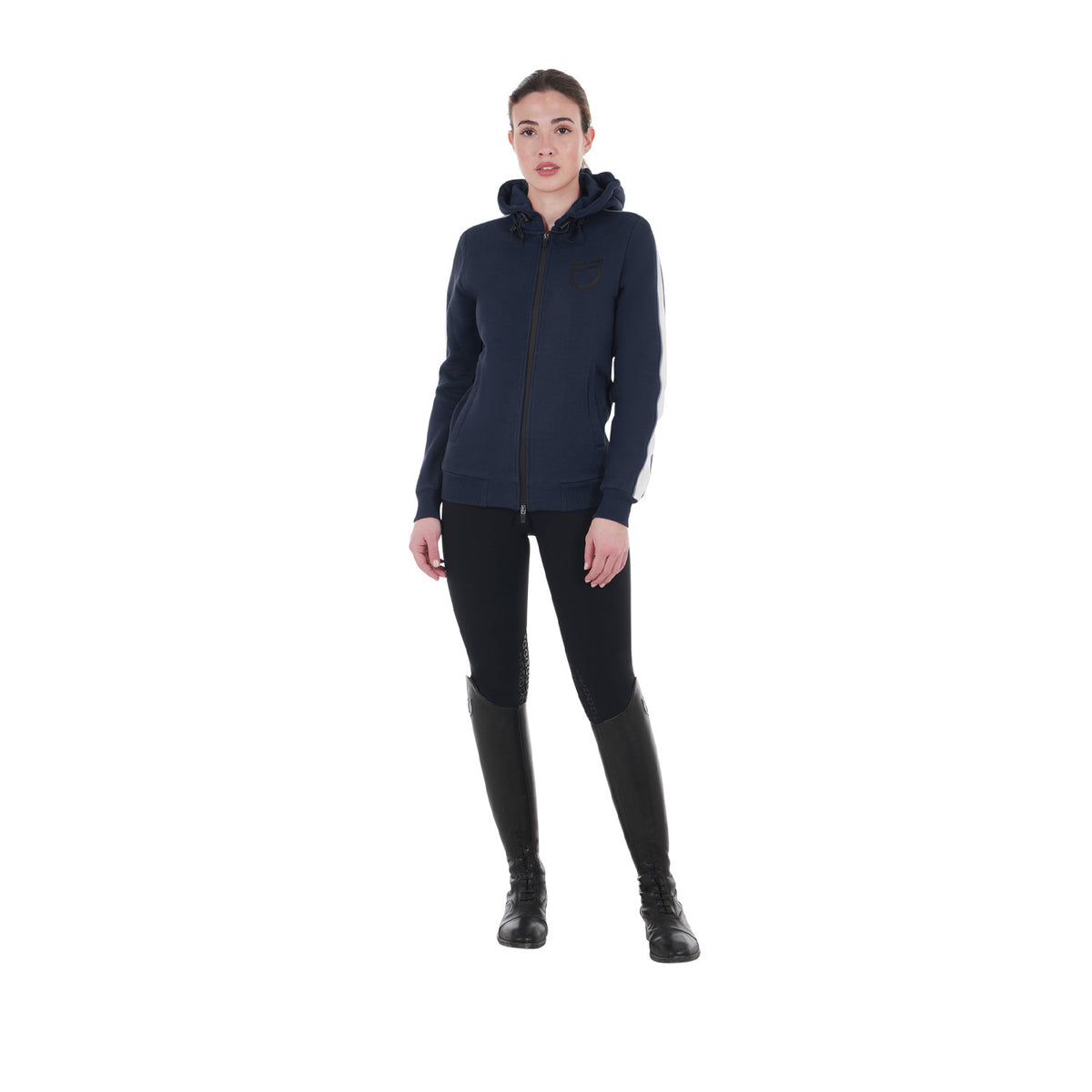 Equestro Women's hooded sweatshirt with front zip