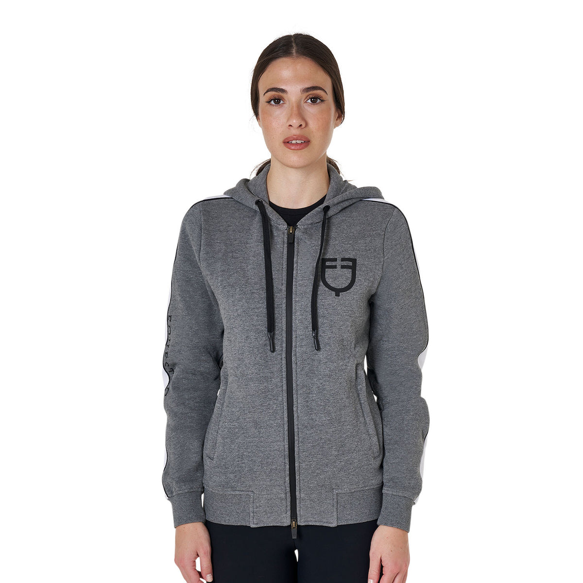 Equestro Women's hooded sweatshirt with front zip