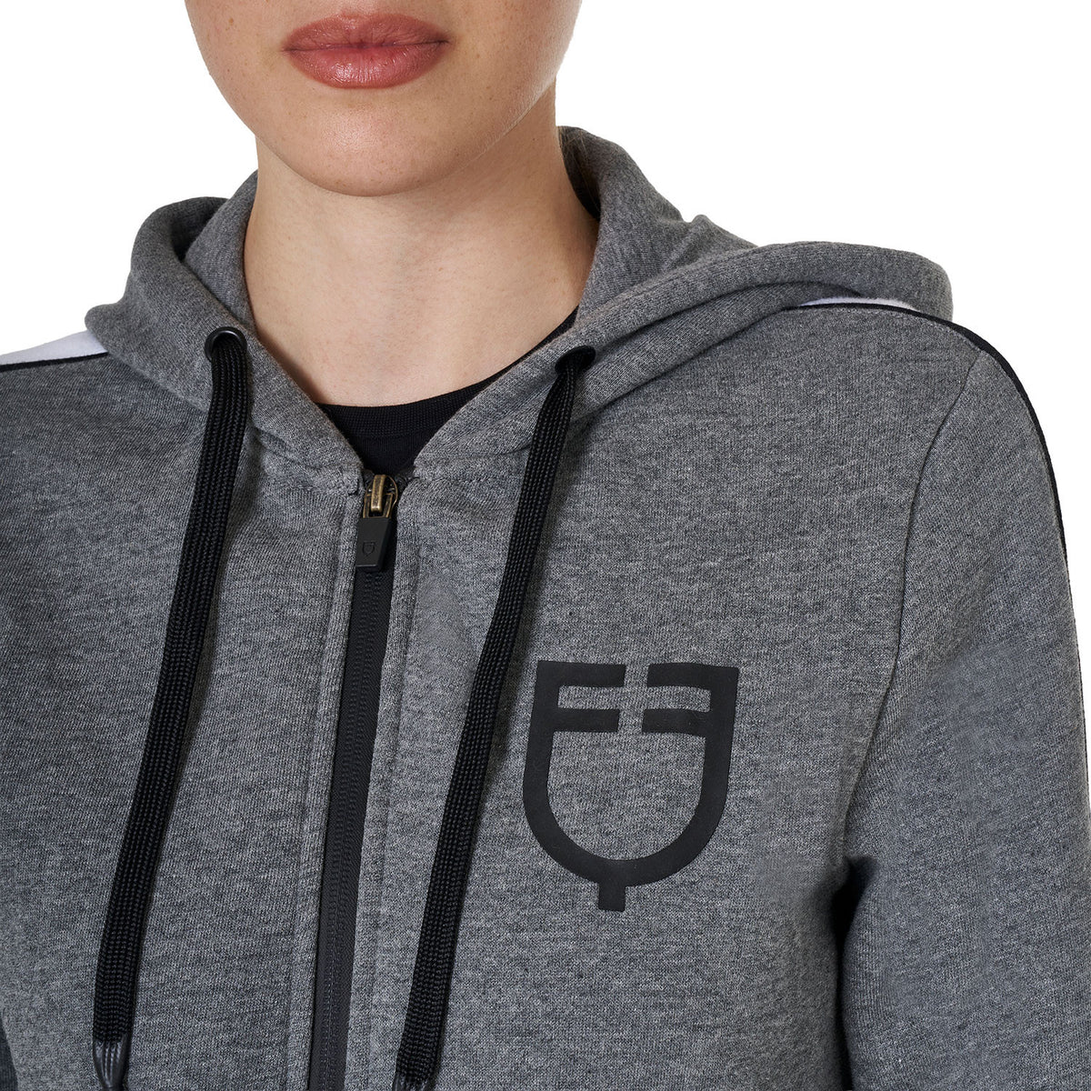 Equestro Women's hooded sweatshirt with front zip