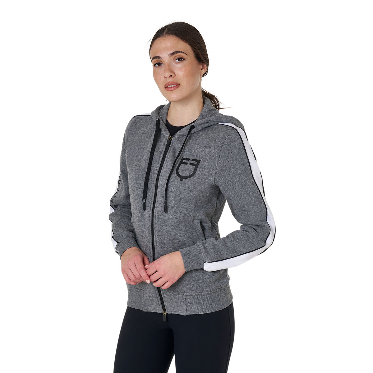 Equestro Women's hooded sweatshirt with front zip