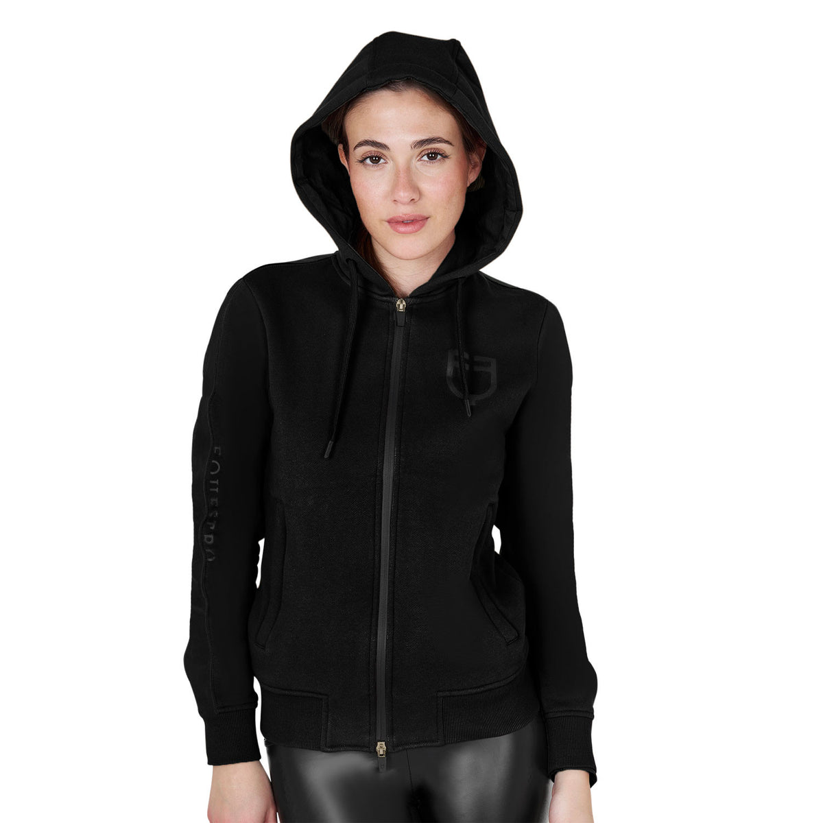 Equestro Women's hooded sweatshirt with front zip